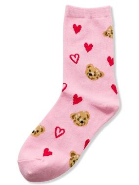 Zenana Pink Heart & Bear Pattern Dog Socks Size OS